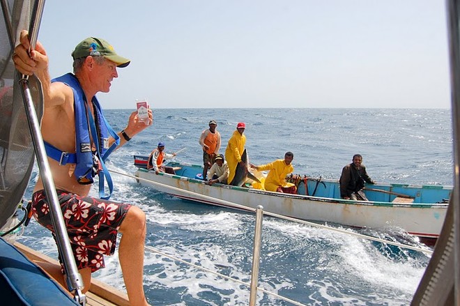 Near pirate infested Somalia - cigarettes for fishermen © SY Traveler